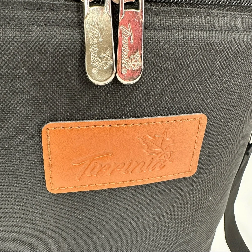 TIRRINIA 2-bottle Wine Carrier Bag with Strap & Divider Black Zip Insulated